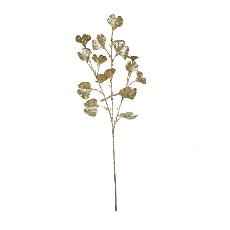 Gold Ginkgo Glitter Stem - Natural 70cm Decorative Branch for Home Garden Decoration