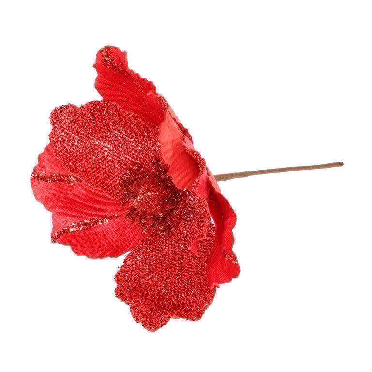 Red Velvet Magnolia Plant with Glitter Leaf (26cm) - Unique Home Decor Indoor Plant Decoration