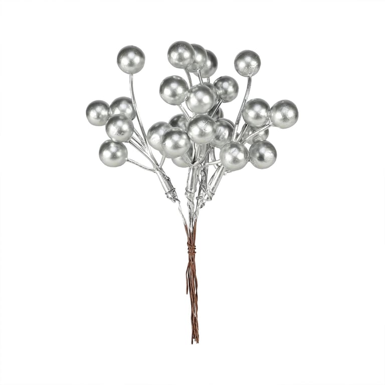 Silver Berry Bunch - Elegant H14cm Fruit Decoration for Home & Garden
