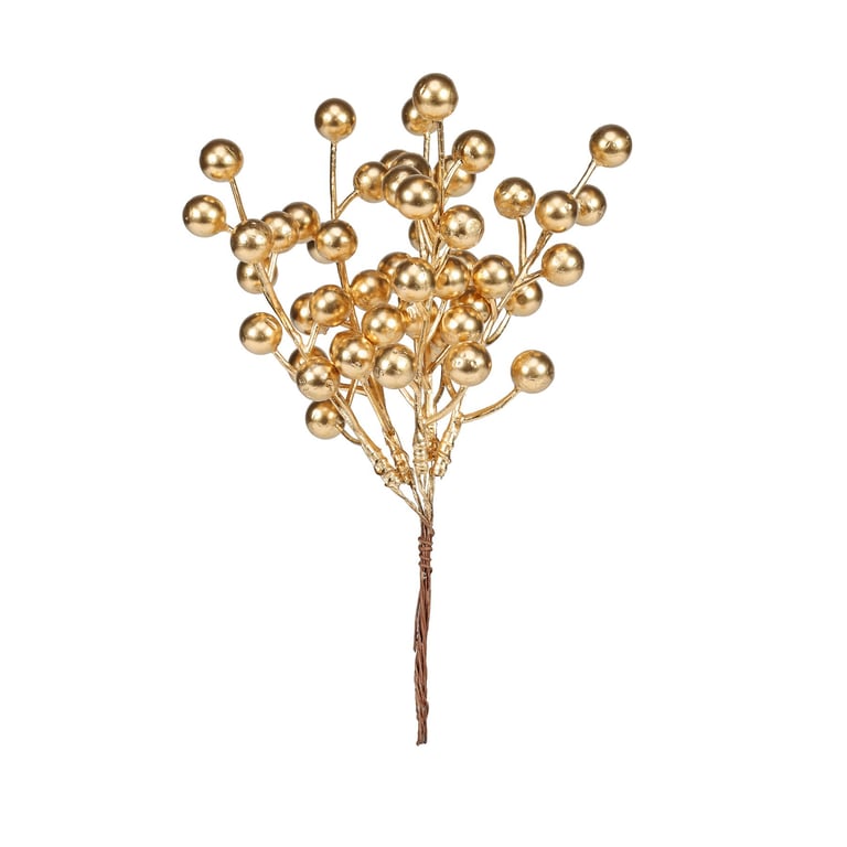 Gold Berry Bunch - 20cm Luxury Gold Fruit Basket for Home Decor and Kitchen Decoration