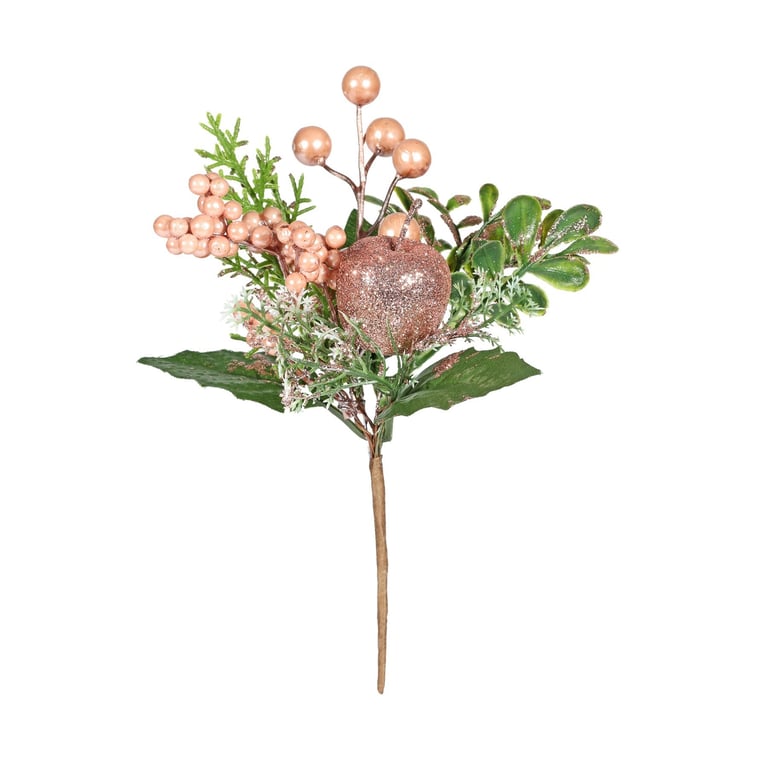 Pink Apple, Berry & Foliage Pick - 20cm Botanical Home Decoration