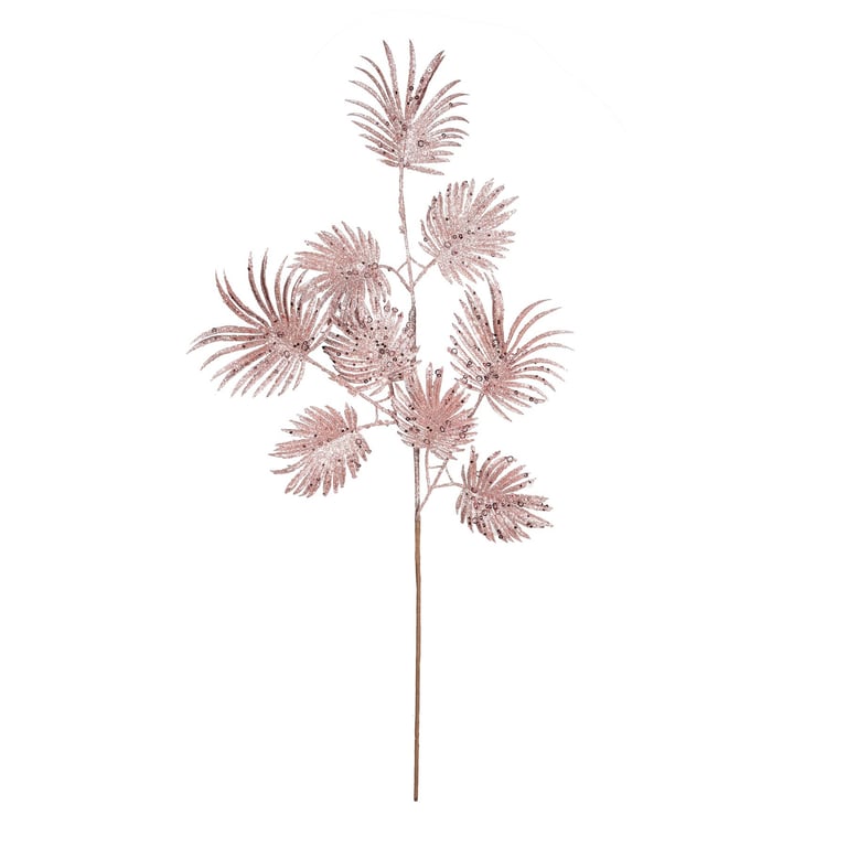 Pink Glitter Feather Leaf Stem - Decorative Accent for Home and Garden Parties