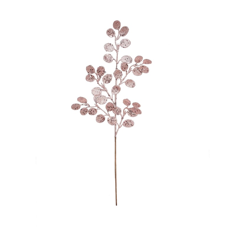 Pink Glitter Eucalyptus Stem - H61cm Decorative Branch for Home and Garden