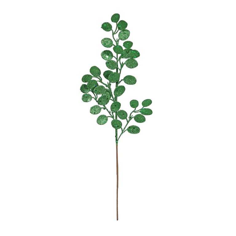 61cm Green Glitter Eucalyptus Stem - Festive Home Decor Accent