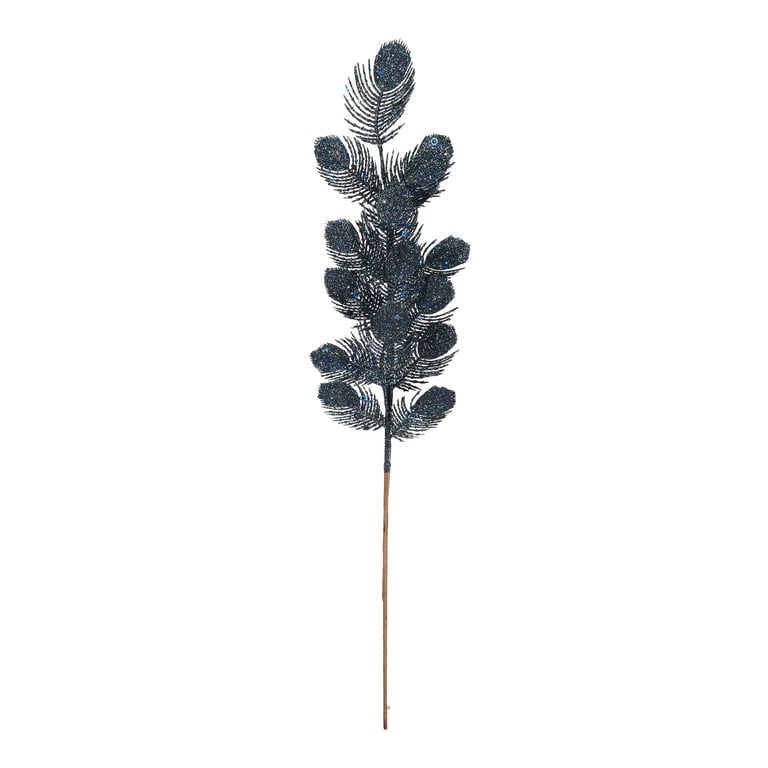 Navy Glitter Feather Spray - Add Sparkle to Home Decor and Party Events