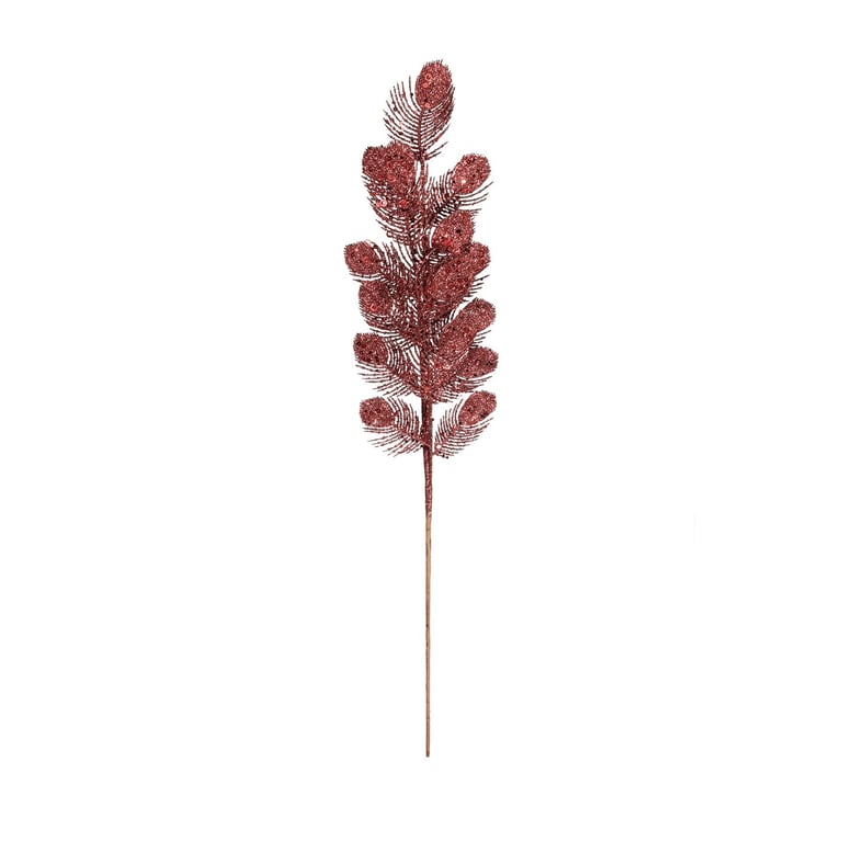 Burgundy Glitter Feather Spray - Add Sparkle to Your Home Decor