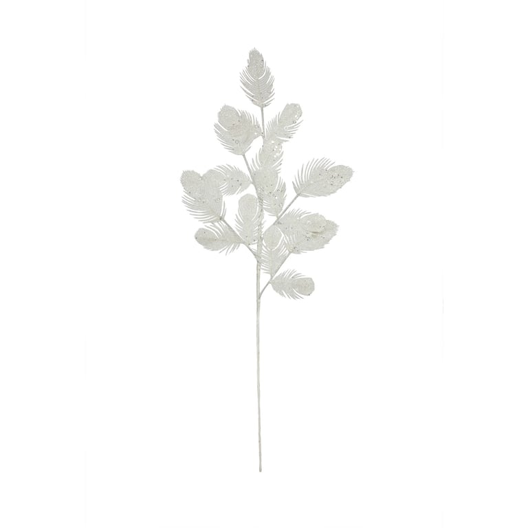 White Glitter Feather Spray - 70cm Long Sparkling Decorations for Home and Party