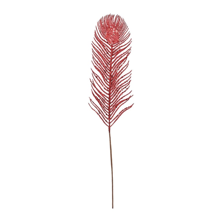 Red Glitter Feather Stem (H67cm) - Elegant Home Decor and Party Supplies Decoration