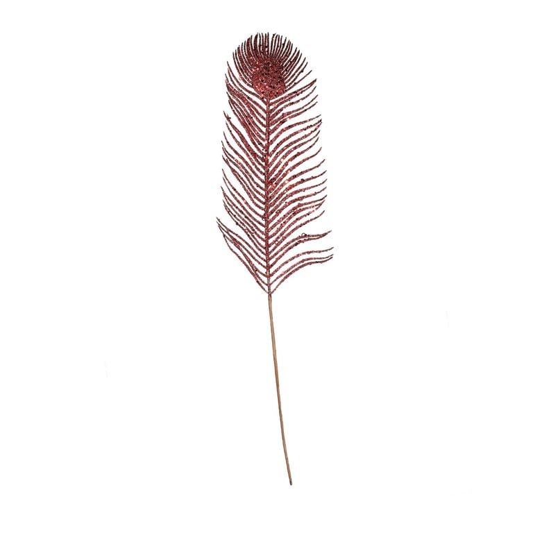 Burgundy Glitter Feather Stem (67cm) - Elegant Home Decor and Party Decoration Feather