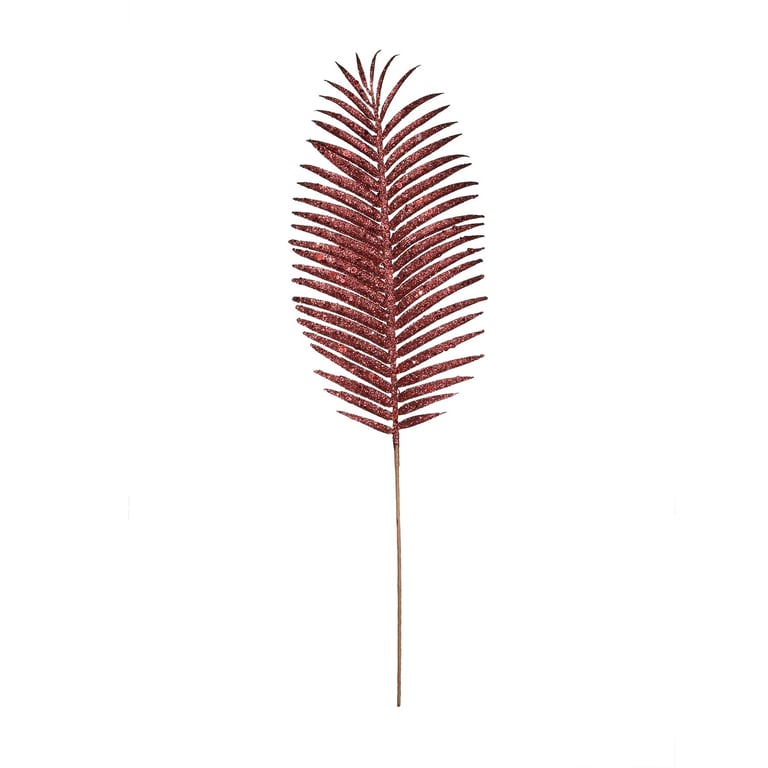 Burgundy Glitter Palm Leaf Decor (H70cm) - Large Home Decor Item