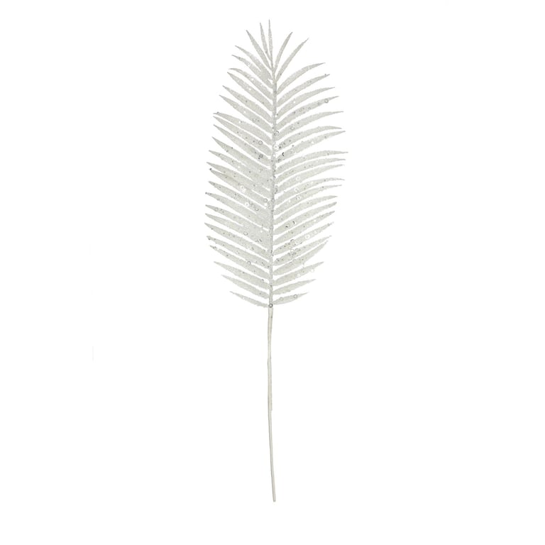 White Glitter Palm Leaf Decor (70cm) - Elegant Home Decoration for Festive Occasions