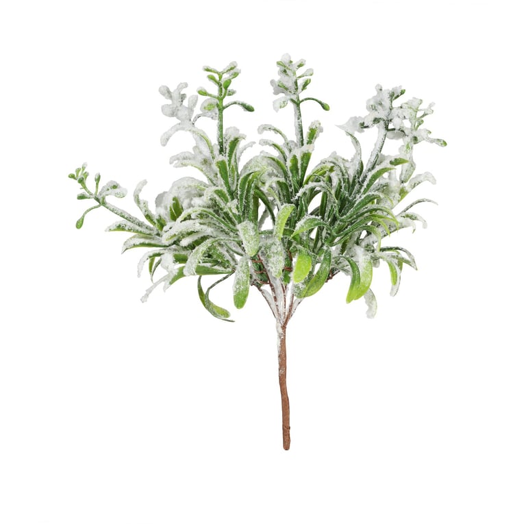 Snowy Foliage Pick - Winter Greenery Decoration for Indoor Spaces and Christmas Trees