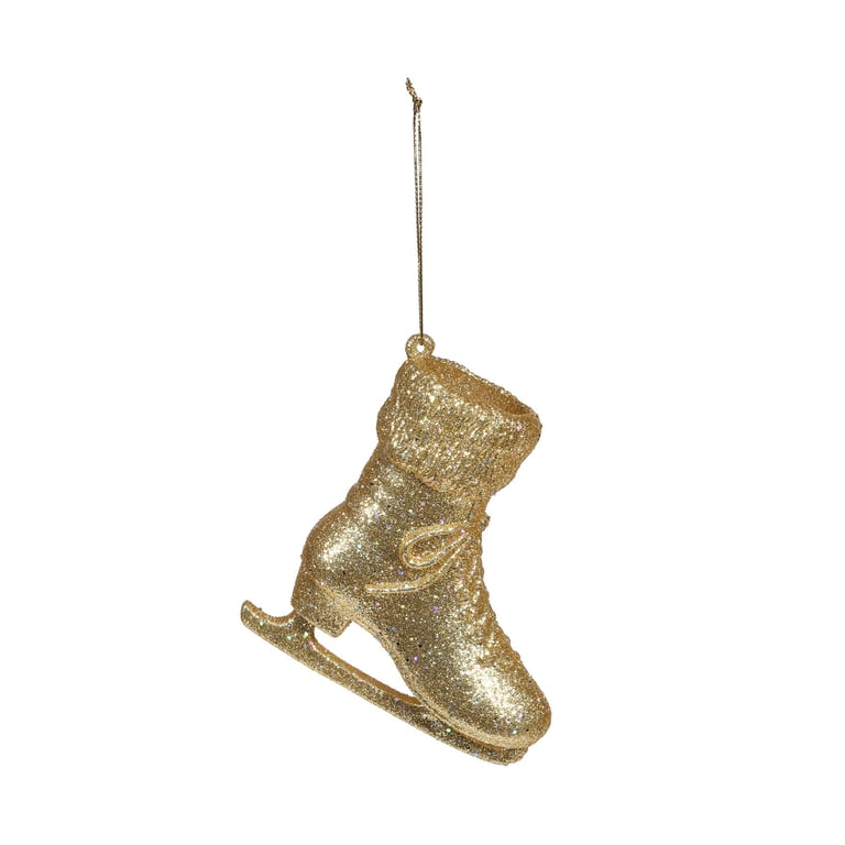 Gold Ice Skate Hanging Decoration - Elegant Home Decor for Christmas and Garden Ornaments