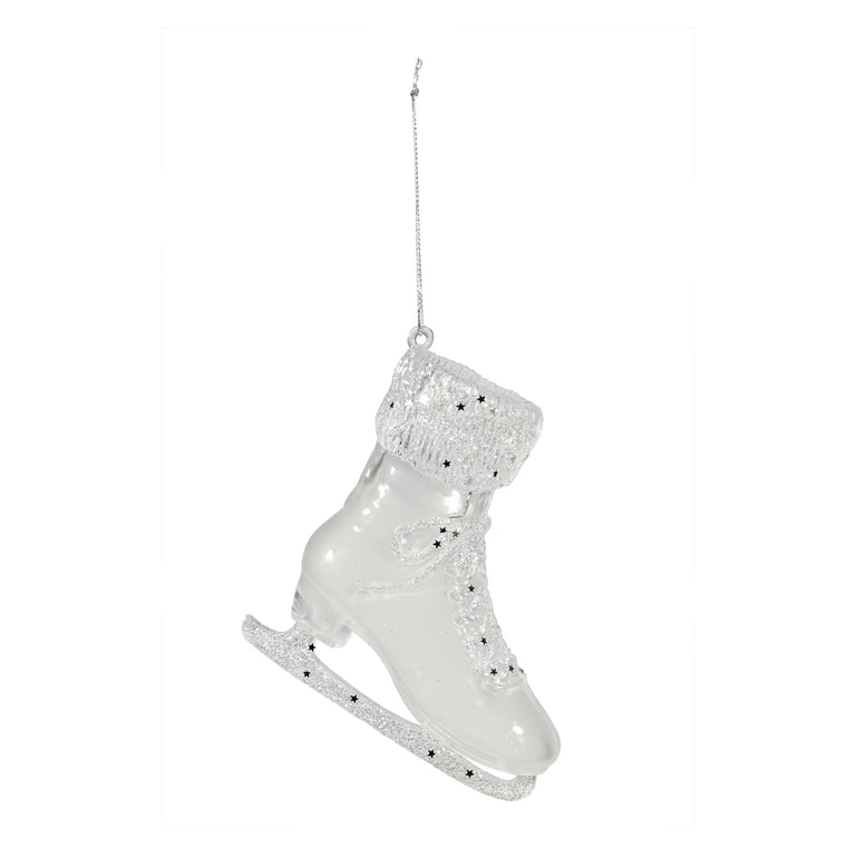 Winter Wonderland Frosted Ice Skate Hanging Decoration - Festive Home Winter Decor and Christmas Tree Ornament