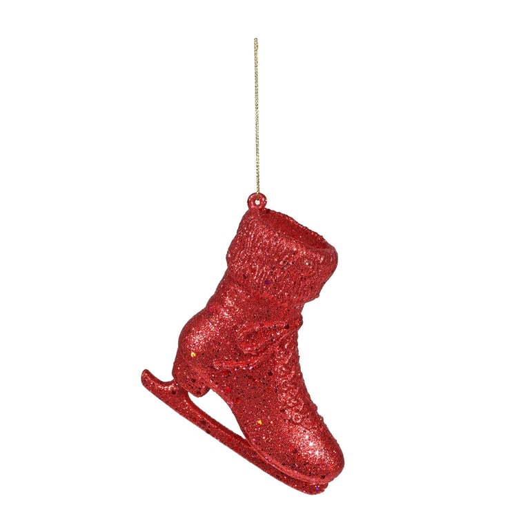 Red Ice Skate Hanging Decoration - H11cm Decorative Ice Skate for Home & Garden