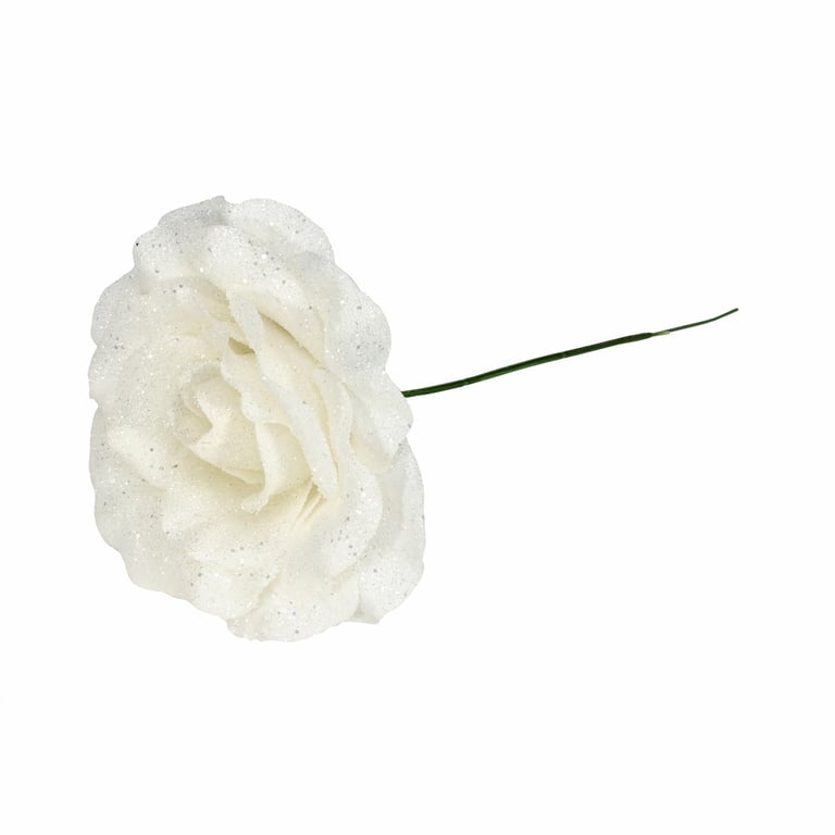 White Glitter Rose - 21cm Home Decor Flower for Party and Festival Celebrations