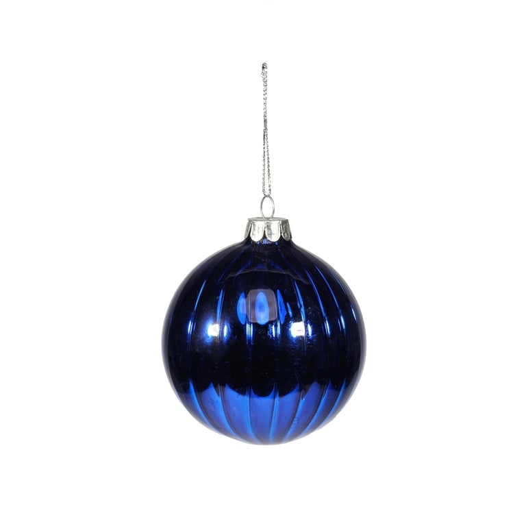 Royal Blue Shiny 8cm Bauble - Elegant Home Decor and Christmas Ornament