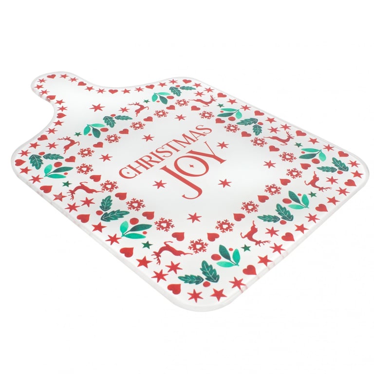Elegant Christmas Joy Glass Chopping Board - Festive Home Kitchen Cutting Board