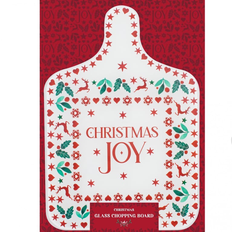 Elegant Christmas Joy Glass Chopping Board - Festive Home Kitchen Cutting Board