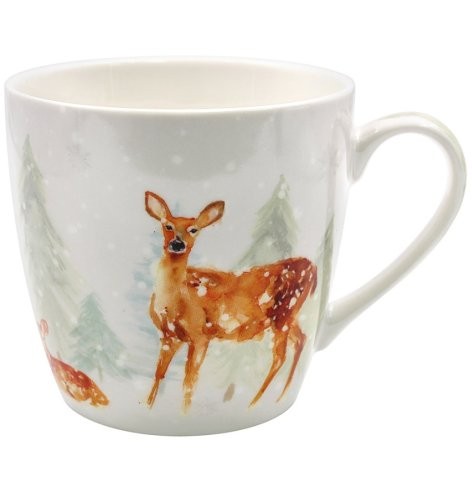 Rustic Winter Forest Ceramic Breakfast Mug for Cozy Morning Coffee