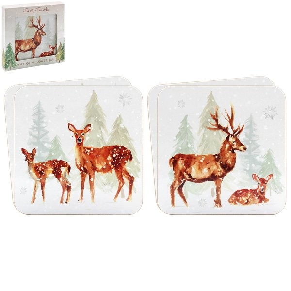Winter Forest Coasters - Set of 4 Protective Home Decor Accents