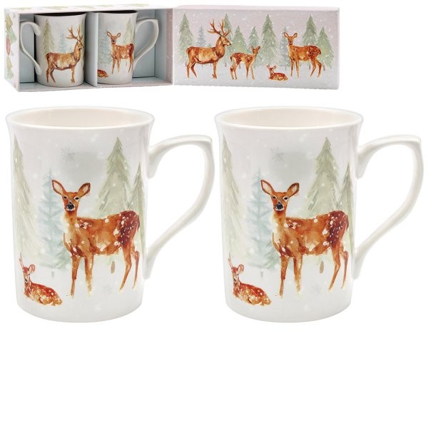 Winter Forest Mugs - Set of 2 Insulation Cozy Home Decor Mugs