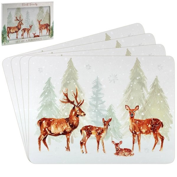 Winter Forest Placemats Set of 4 - Elegant Home Decor for Winter Tableware