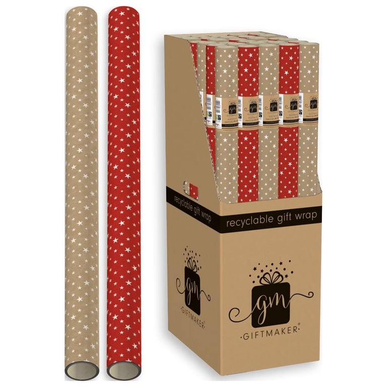 2m Kraft Star Wrap - Assorted Holiday Wrapping Paper and Gift Supplies