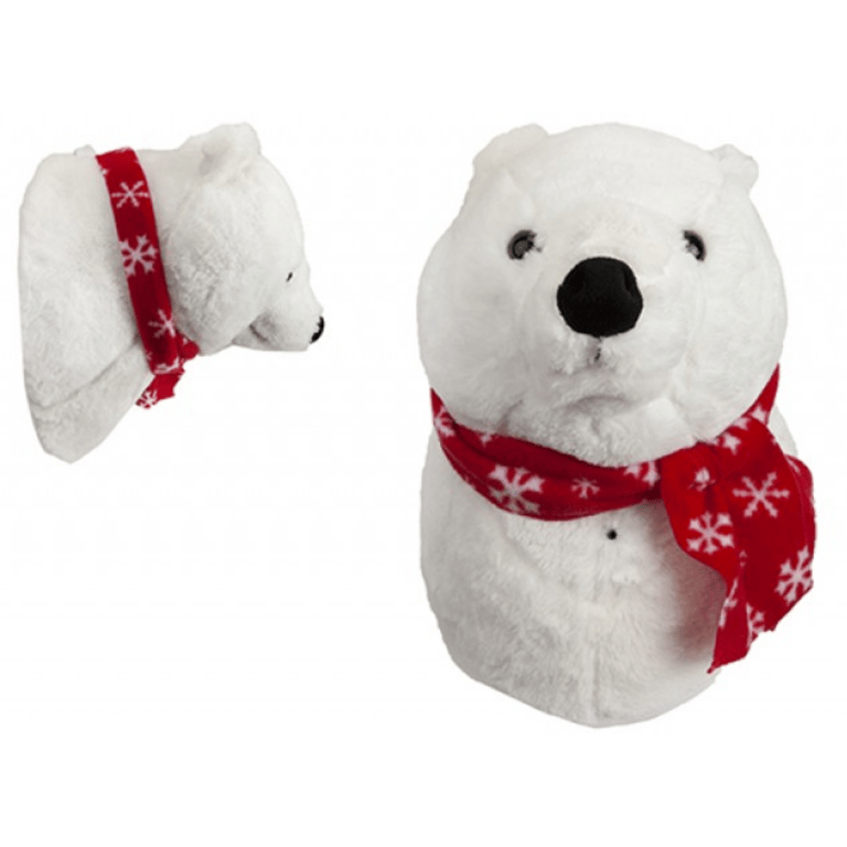 Singing Plush Polar Bear Head - Music Playing Home Decor Soft Toy Decoration Gift