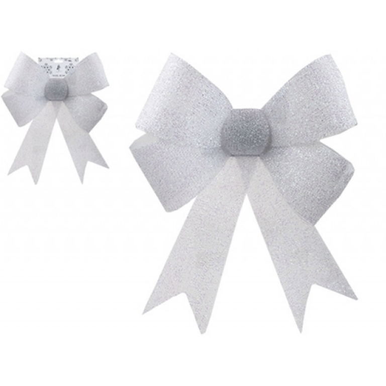 Large Silver Gift Bow - Elegant Home Decor and Holiday Decoration Accessory