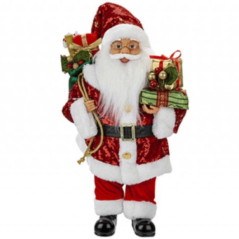 Luxury Standing Red Sequin Santa, 40cm Tall Christmas Home Decor Figure