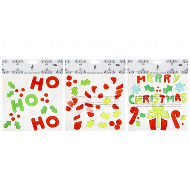 Christmas Gel Window Stickers - Assorted Holiday Designs and Ornaments for Home Decorations