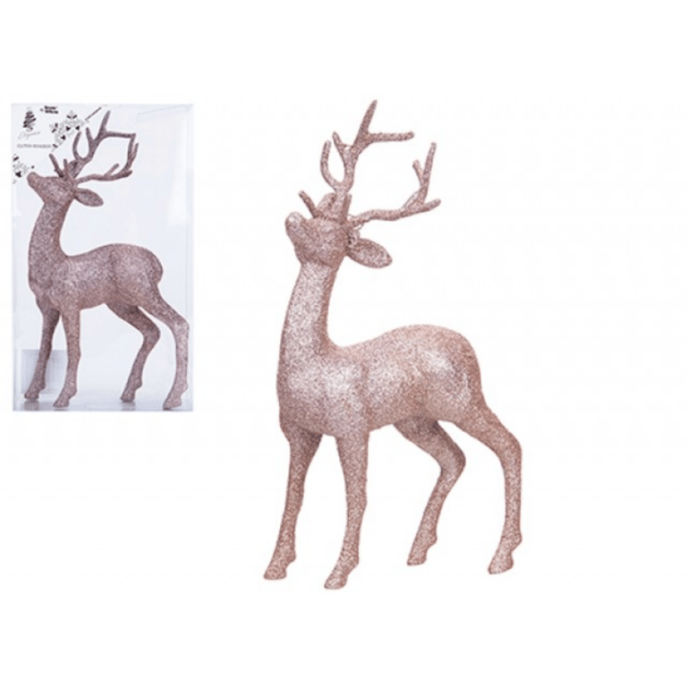 Rose Gold Glitter Reindeer 26cm Christmas Decoration Home Decor Ornament