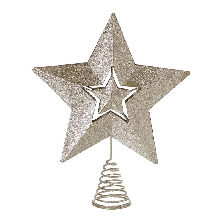 Gold Star Tree Topper - Festive Christmas Holiday Decor Home Decoration