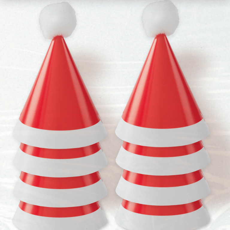 Mini Pom Pom Santa Party Hats - Festive Holiday Decoration Hat for Christmas Celebrations and Gatherings