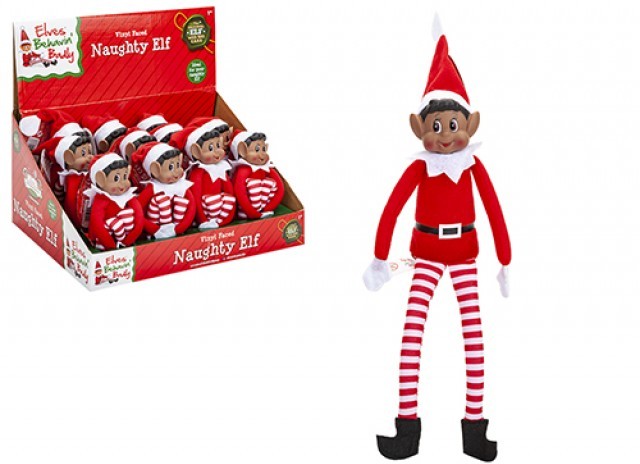 12 Inch Naughty Christmas Elf Decoration - Holiday Home Ornament Figure