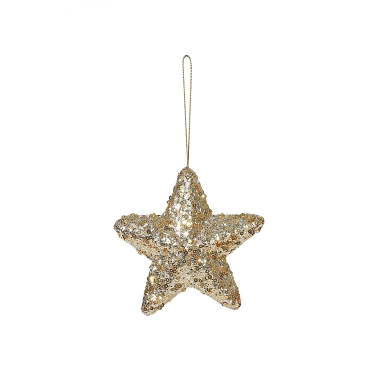 Gold Hanging Star Decoration - 12cm Gold Home Decor Christmas Ornament