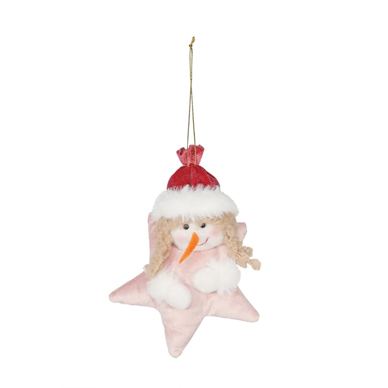 Burgundy and Pink Velvet Christmas Lady Snowman Hanger - Elegant Snowman Decor