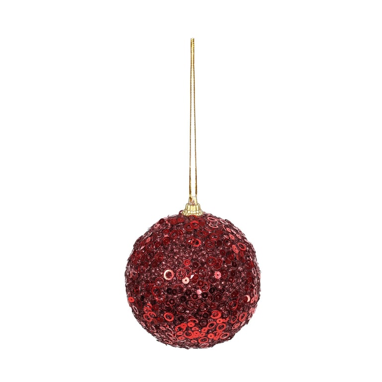 Burgundy Glitter Bauble - 8cm Festive Home Decoration Ornament