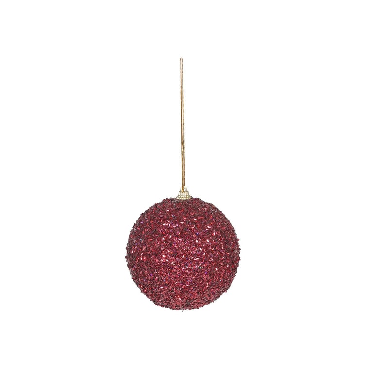 Glitter Burgundy Bauble - 10cm Holiday Ornament Decoration