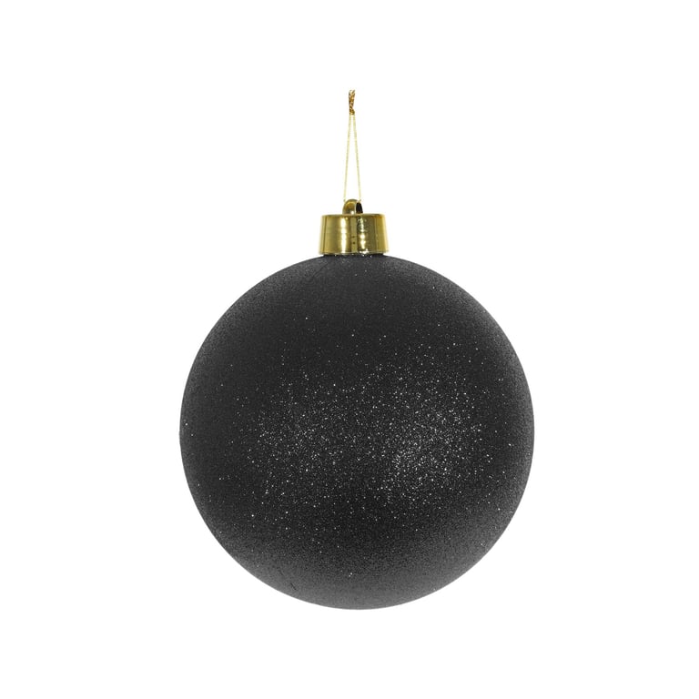 Black Shatterproof Glitter Bauble - 15cm Sparkly Home Decor Ornament