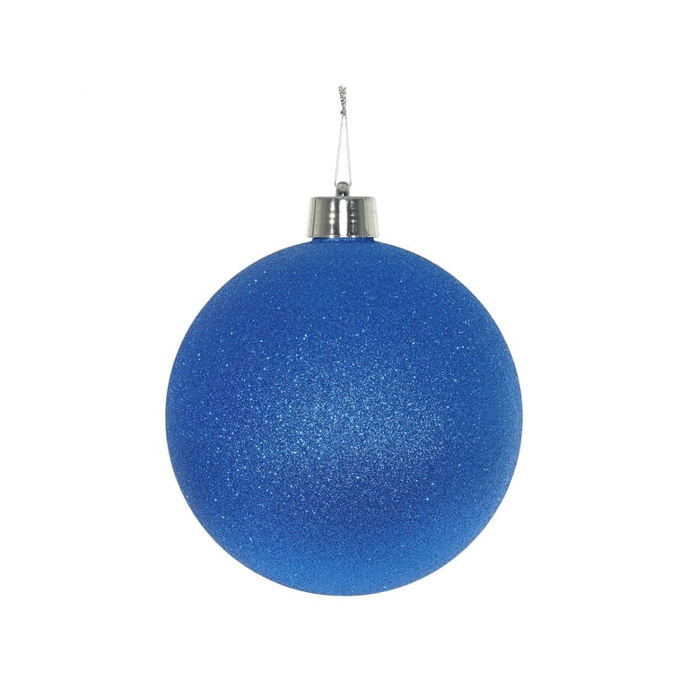 Blue Glitter Shatterproof Christmas Ornament Decoration - 15cm Bauble for Home Decor