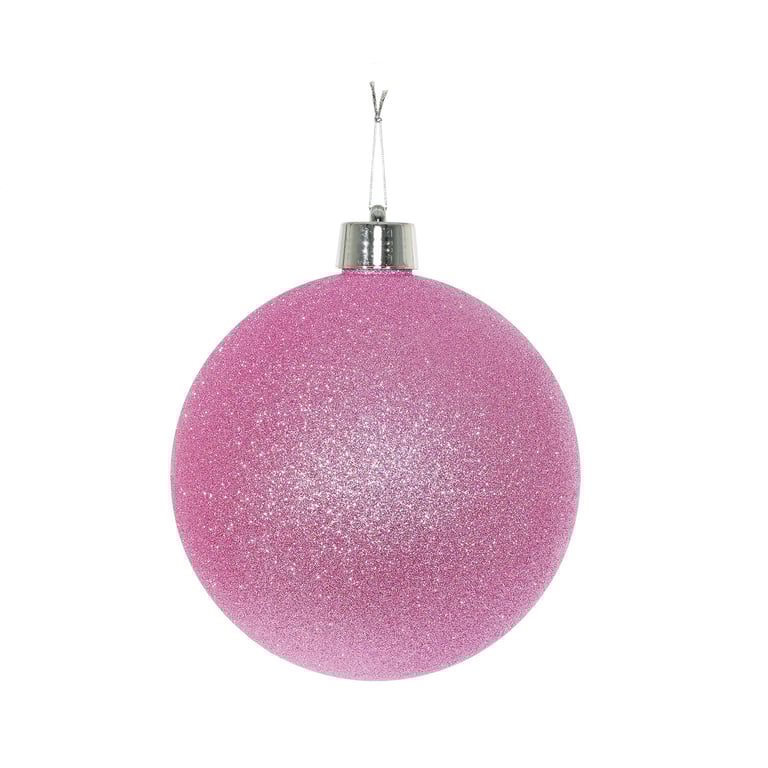 Pink Glitter Shatterproof 20cm Bauble - Durable Home Ornament Decoration