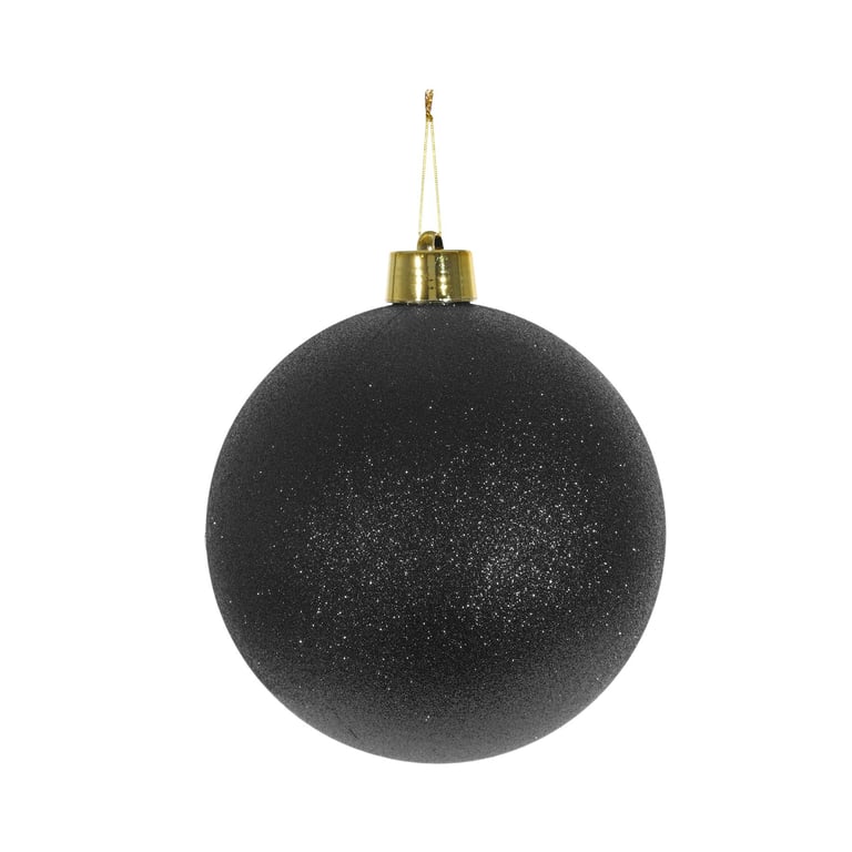 Black Glitter Shatterproof 20cm Bauble - Durable Home & Party Decorations