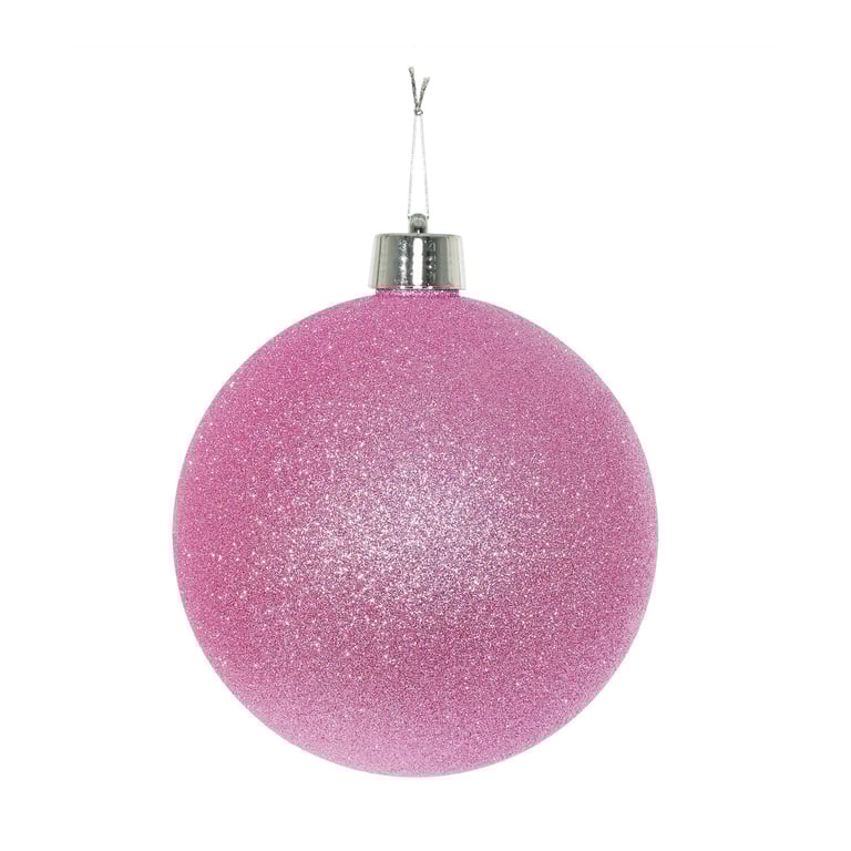 25cm Shatterproof Pink Glitter Bauble - Sparkling Home Christmas Decoration