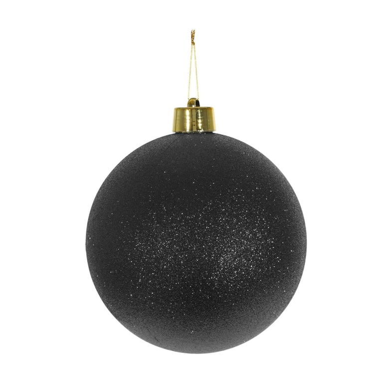 Black Glitter Shatterproof 25cm Home Decor Bauble - Perfect Holiday Decoration for Christmas