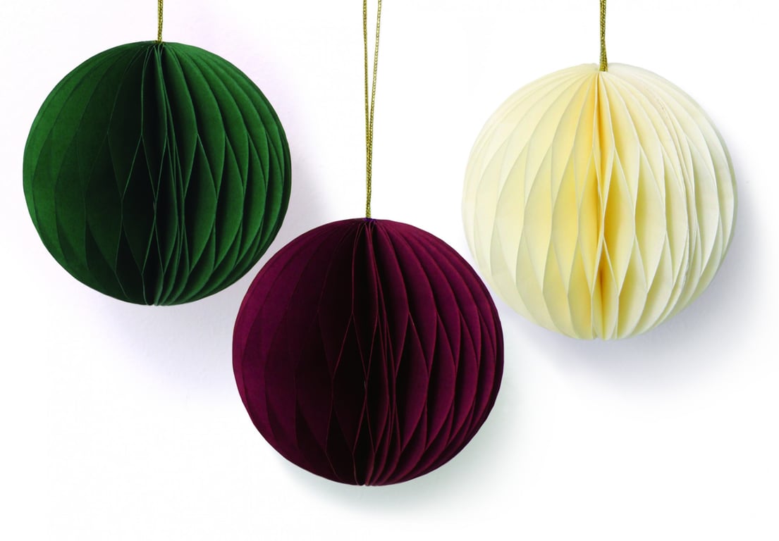 Round Paper Baubles - Set of 6 Decorative Ornaments for Home & Garden