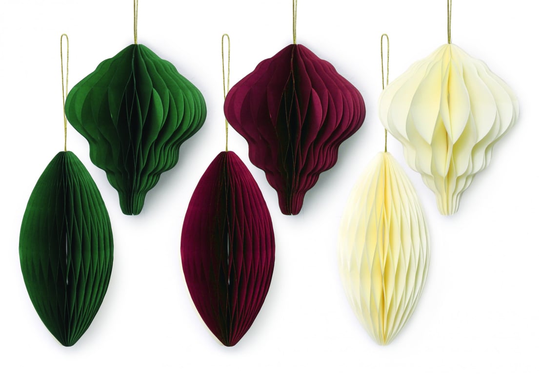 Mixed Paper Baubles - Festive Home Decor Ornaments (Pack of 6)