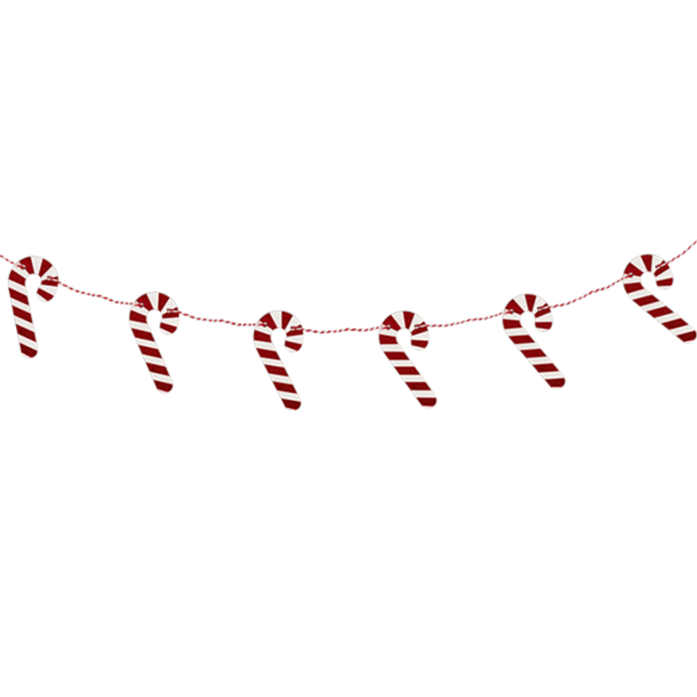 Wooden Candy Cane Bunting - 1.5m Long Festive Holiday Decoration for Home Decoration