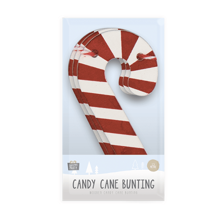 Wooden Candy Cane Bunting - 1.5m Long Festive Holiday Decoration for Home Decoration